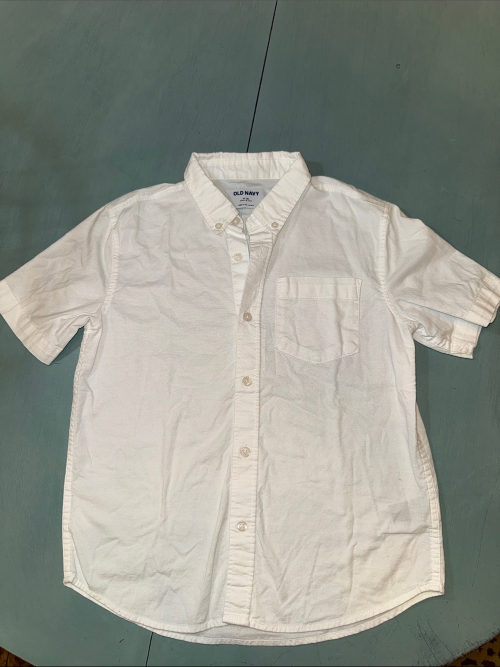 Old Navy White Short-Sleeve Button-Down Shirt with Pocket